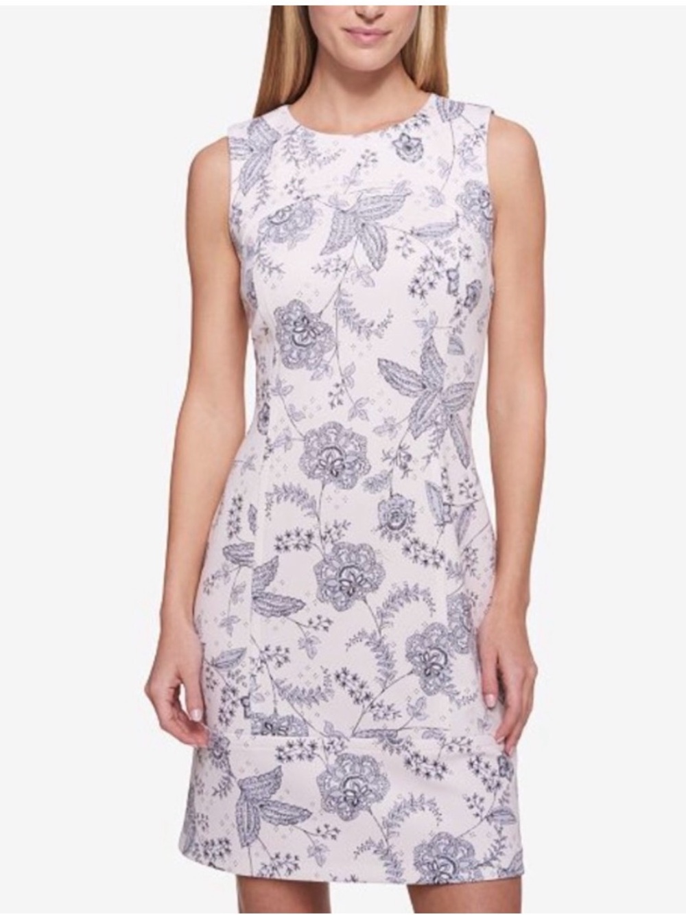 Tommy Hilfiger Light Pink Floral Scuba Sleeveless Sheath Dress